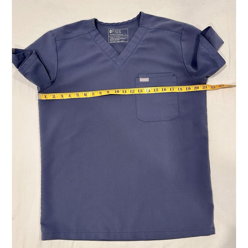 FIGS Mens Leon V-Neck Scrub Top Ceil Blue Technical Collection Size Small - Picture 4 of 6